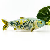 Green Sardine Hair Claw Clip with Seaweed Detail: White-D