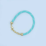 24K Gold Filled Red, Pink, Blue, Green, Beige, Teal Cord Chain Bracelet | WA-3055 ~ WA-3060: Red