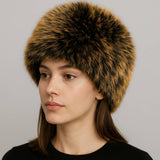 Elegant Plush Faux Fur Winter Hat: Red