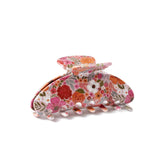 Floral Claw Clip: Blue Trellis