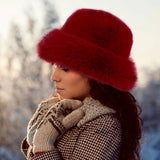 Faux Fur Russian Style Plush Bucket Hat: White