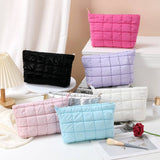 Puffer cosmetic bag small toiletry zipper bag: Rose Red