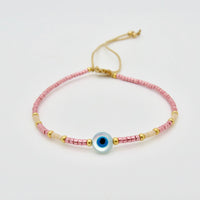 Evil Eye Dainty Miyuki Bracelet - New Arrivals: Antique Lilac