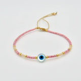 Evil Eye Dainty Miyuki Bracelet - New Arrivals: Rust