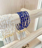Game Day Bracelets Beaded Sports Team Solid Color Dainty: Cobalt Blue / 14k Gold Fill