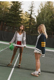 Varsity Cotton Blend Oversized Cardigan: NAVY / M
