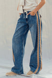 Wide-Leg Utility Stripe Denim Jeans: DENIM OLIVE / S-2/M-2/L-2