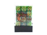 36ct 12mm D6 Dice Set: Vorpal - Green Splash w/ Gold