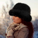 Fuzzy Faux Fur Bucket Hat
: Blue