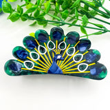Spread-Wing Peacock Animal Acetate Hair Claw Clip: Peacock