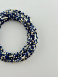 Game Day Bracelets Seed Bead Gold Filled Stretch Bracelets : Red White Cobalt Blue / Gold Filled