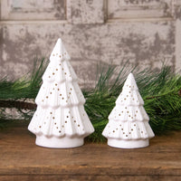 Ceramic Bisque Light Up Trees, White (Set Of 02)