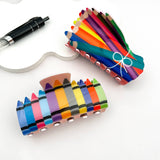 🖍️ Rainbow Crayon Hair Claw – Back-to-School Fun Clip 🌈: Crayon