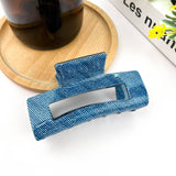 Blue Denim Style Hair Clip, Acetate Square Claw Clip: Blue S