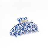 Floral Claw Clip: Blue Stripes