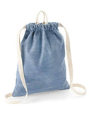 BagBase Denim Drawstring Bag | 12 Litre Capacity | 100% Cotton | Blue or Light Blue | One Size: Light Denim / One Size