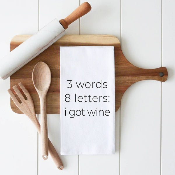 3 Words Tea Towel: White • 100% Cotton