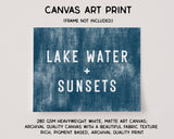 Lake Water Canvas Art Print, Coastal Beach Wall Decor 8x10  : 11x14