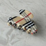 Vintage Plaid Pattern Medium Acetate Hair Clip MK2PPM6W6HCP250: Beige Plaid