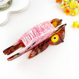 Fun Owl Patchwork Acetate Hair Claw Clip–Cute Animal Design: Brown