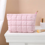 Puffer cosmetic bag small toiletry zipper bag: Red