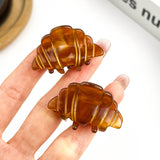 Mini Croissant Hair Claw Clip, Acetate Food-Themed Hair Clip: Mini Clip