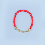 24K Gold Filled Red, Pink, Blue, Green, Beige, Teal Cord Chain Bracelet | WA-3055 ~ WA-3060: Dark Blue