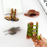 Eco Western Cowboy Boots & Hat Hair Claws: Green / Hat