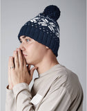 Beechfield Fair Isle Snowstar® Beanie | Unisex | Pom-Pom | Cuffed | 7 Colours | One Size: Burgundy/White / One Size