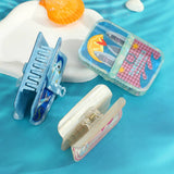 Fun Sardine Can Hair Pattern Hair Claw Clips: Blue