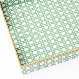 PREPPY GREEN CANE TRAY - LARGE