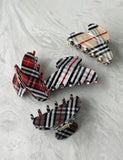 Vintage Plaid Pattern Medium Acetate Hair Clip MK2PPM6W6HCP250: Beige Plaid