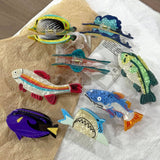 Rainbow Trout & Shark Hair Clip, Fish Shaped Hair Claw: Green-Trout