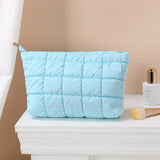 Puffer cosmetic bag small toiletry zipper bag: Rose Red