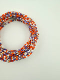 Game Day Bracelets Seed Bead Gold Filled Stretch Bracelets : Red White Cobalt Blue / Gold Filled