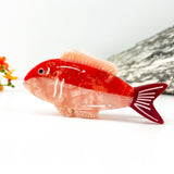 Red Fish Patchwork Acetate Claw Clip Coastal Eco Style: Blue