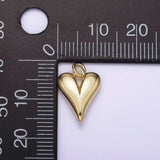 14K Gold Filled 16mm Long Puffed Minimalist Heart Charm | AG196