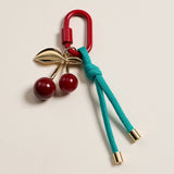 Gold-Tone Cherry Enamel Keychain | Braided Rope Detail: MT / ONE