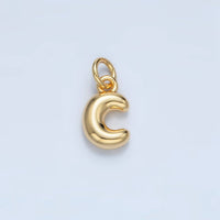 16K Gold Filled 10mm Initial Letter Chubby Balloon Mini Charm | A1591 - A1603: Letter B