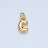 16K Gold Filled 10mm Initial Letter Chubby Balloon Mini Charm | A1591 - A1603: Letter H