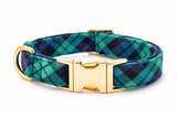 Black Watch Plaid Flannel Dog Collar: S - 11-16”