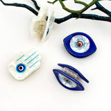 Mini Blue Sun Eye Acrylic Hair Claw Clip: Hand