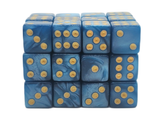 Old School 36ct 12mm D6 Dice Set: Pearl Drop - Ocean w/ Gold