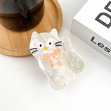 Tilt Head Cat Hair Clip, Acetate Claw Clip: White