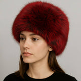Elegant Plush Faux Fur Winter Hat: Red