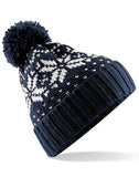 Beechfield Fair Isle Snowstar® Beanie | Unisex | Pom-Pom | Cuffed | 7 Colours | One Size: Burgundy/White / One Size