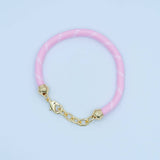 24K Gold Filled Red, Pink, Blue, Green, Beige, Teal Cord Chain Bracelet | WA-3055 ~ WA-3060: Red