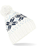 Beechfield Fair Isle Snowstar® Beanie | Unisex | Pom-Pom | Cuffed | 7 Colours | One Size: Burgundy/White / One Size