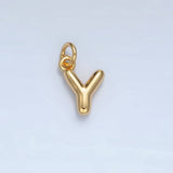 16K Gold Filled 10mm Initial Letter Chubby Balloon Mini Charm | A1591 - A1603: Letter S