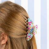 Floral Claw Clip: Blue Stripes